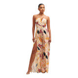 Jumpsuit Elegante Strapless Cut Out Estampado