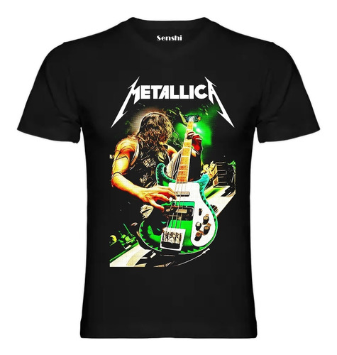 Polera Unisex Metallica En Algodon Estampada En Dtf Cod 001