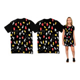 Kit Vestido + 5 Camisetas Mickey Adulto E Infantil
