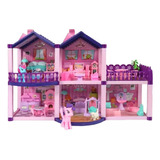 Casa De Muñecas Infantil Con Muebles Y Animales 60x22x38cm