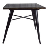 Mesa Comedor Tolix 80x80base De Fierro Negro Mate Madera 005