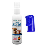 Kit Saúde Bucal Escova De Dedo + Spray Bucal Pet Clean