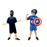 Fantasia Pantera Negra E Capitão America Infantil  Kit 2 Pçs