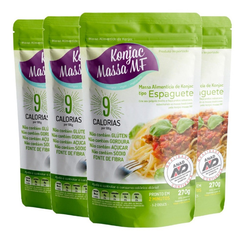 Espaguete Konjac Massa Shirataki Sem Gluten Vegano 4 X 270g