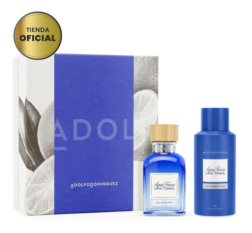 Agua Fresca Lima Tonka Edt 120ml+gel Ducha+perfumero Hombre