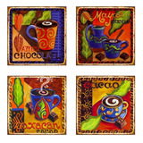 Set 4 Carteles Metalicos Decorar Cafe, Tematica Maya Azteca