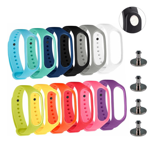 4 Correa Malla Para Xiaomi Mi Band 3 4 5 6 7 + 4 Boton Acero