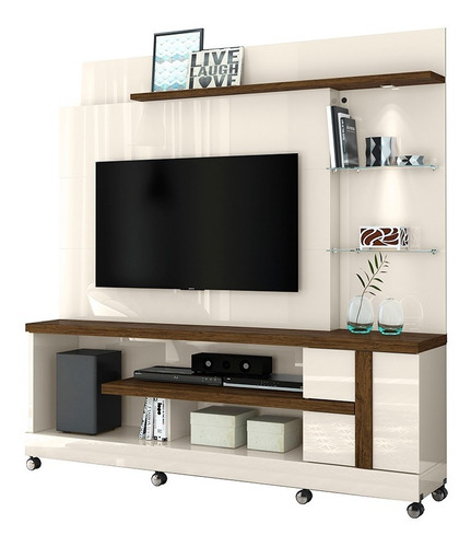 Estante Home Theater + Painel Para Tv 55  Com Rodízios 