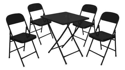 Conjunto De Mesa C/ 4 Cadeiras Dobráveis De Bar Aço