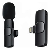 Microfone Lapela Wireless 2.4g Sem Fio Para iPhone iPad S02 Cor Preto