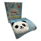 Cobertor Manta Antialérgica Bebê Ursinho Panda Menino Azul