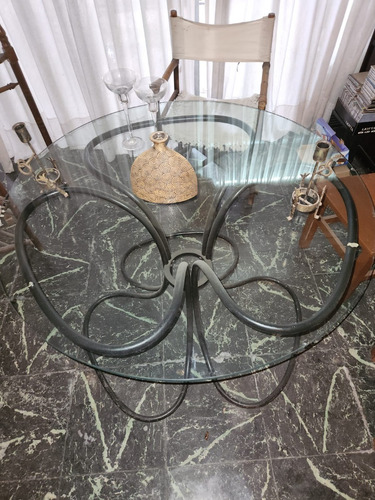 Mesa Comedor Circular Moderna - Tapa Cristal 4/6 Comensales