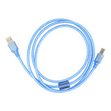 Cable De Datos Usb A Macho A Conector B, Azul Transparente,