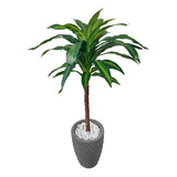 Árvore Dracena Artificial Grande Variegata Com Vaso Decor