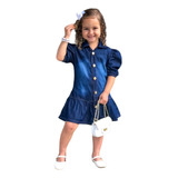 Vestido Infantil Juvenil Menina Presente Bufante Jeans Natal