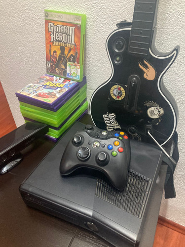 Xbox 360, Chip Con 100 Juegos + 12 Juegos, Kinect Y Guitarra