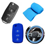 Cubre Volante + Funda Llave Silicona - Vw Golf Gli - Azul