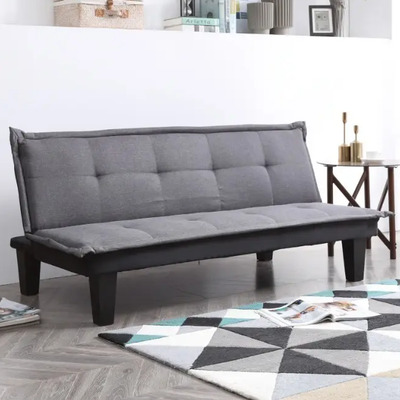Sofácama Bossa Individual para Sala Reclinable Independencia Color Gris Color de la Estructura Negro Color del Colchón Gris Diseño de la Tela Capitonado | Meses sin interés
