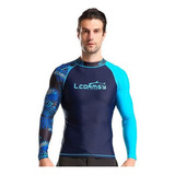 Traje De Baño Conjunto Manga Larga Surf Natación Buceo Azul