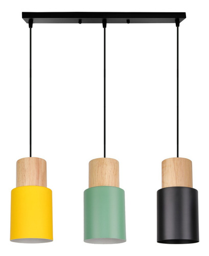 Colgante Lámpara Moderna Color Macarrón Con 3 Focos