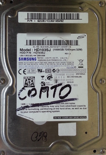 Disco Duro Samsung Hd103sj 1tb 3.5 Sata - 860 Recuperodatos