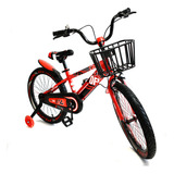 Bicicleta Infantil Rodado 16 Niño Color Rojo Con Negro 