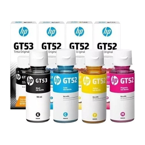 Kit 4 Botellas Tinta Para Hp Smart Tank 533 Gt52 Y Gt53 Orig