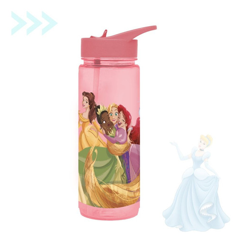 Garrafa Infantil Menina Com Canudo Princesas Disney 650ml 