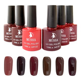 Gama Set Mussa Original Esmalte Uv Led Gel 6 Piezas Gelish 