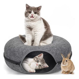 Cama Tunel Para Gatos Con Cremallera Tipo Donut Mascotas D Color Gris Oscuro