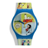 Reloj Swatch Snoopy Smak! So29z108 Unisex Ss Color De La Malla Diseño Color Del Bisel Azul Color Del Fondo Diseño