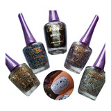 Set De 5 Esmaltes Brillo Glitter Efecto Huevo De Codorniz