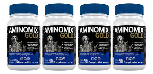 Combo 4 Aminomix Gold 120 Comprimidos - Vetnil