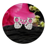  Aretes Niña Pendientes Gatito Oro Blanco 18k Mini Gemas  