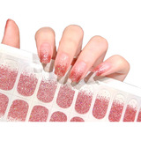 Uñas Semicuradas Uv Glitter Desvanecido Rosa Set