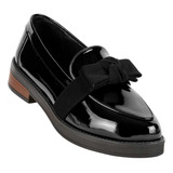 Zapato Mocasin Vestir Tacon Mujer Negro Lady One 08604004