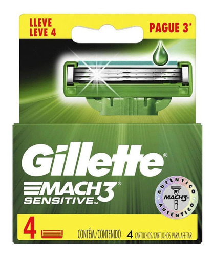 Carga Gillette Mach3 Sensitive Football Leve 4 Pague 3