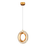 Lustre Pendente Moderno Luminária Cristal Dourado Luxo Quart