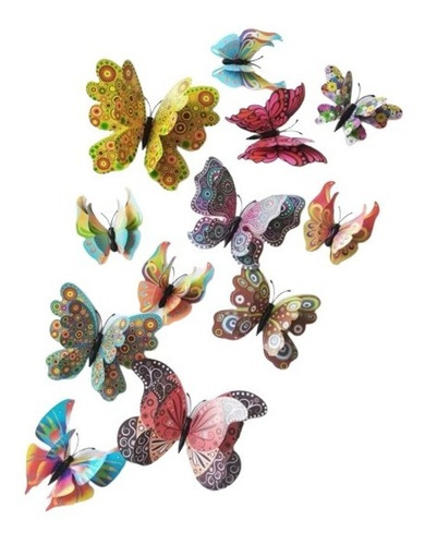 12 Mariposas 3d Decorativas ,pegatinas Para Nevera Con Iman