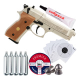 Paquete Beretta 92fs Co2 Nickel Madera .177 Pellets Xchws C