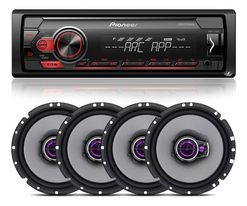 Kit Som Pioneer Mvh-s118ui Spotify + 04 Falantes 6 Polegadas