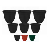 Kit 6 Vasos De Plástico Decorativo Plantas Dois Tamanhos