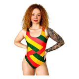 Body Maiô Estampado Raveup Faixas Reggae