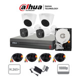 Kit Dvr 4 Ch  2 Bullet 2 Domo  2mp  1080p Lite  Dahua  500gb