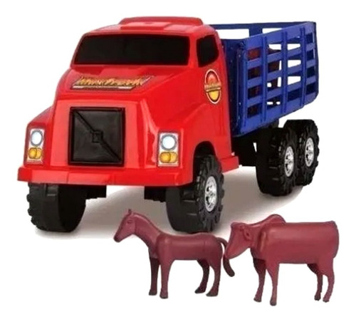 Brinquedo Caminhão Boiadeiro Max Truck 40cm Com Animais Boi