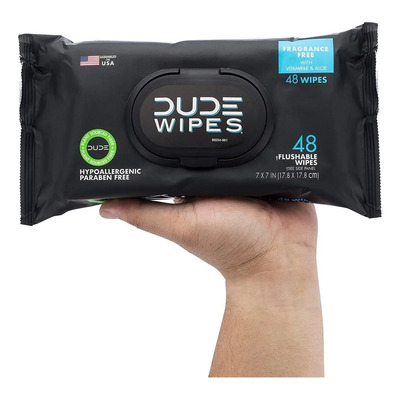 Dude Wipes Flushable Wipes 48 Count Dispenser, Unscented Wet