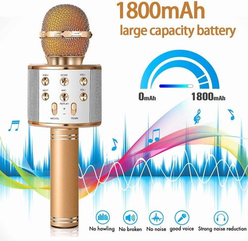 Microfone Sem Fio Bluetooth Karaoke E Alto-falante Divertido