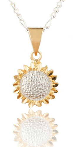 Dije Girasol Plata Con Puntas De Oro De 24 K Con Cadena Tami