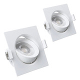 2 Spot Led Quadrado Direcional 5w Branco Frio 6500k Bivolt 110v/220v