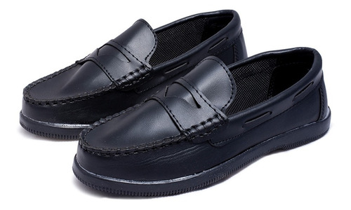 Zapato Nautico Faja Colegial Negro 34 Al 44 T19ne